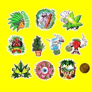 3/$20 Brand New 10x Green Funny Graphic Waterproof Stickers #4